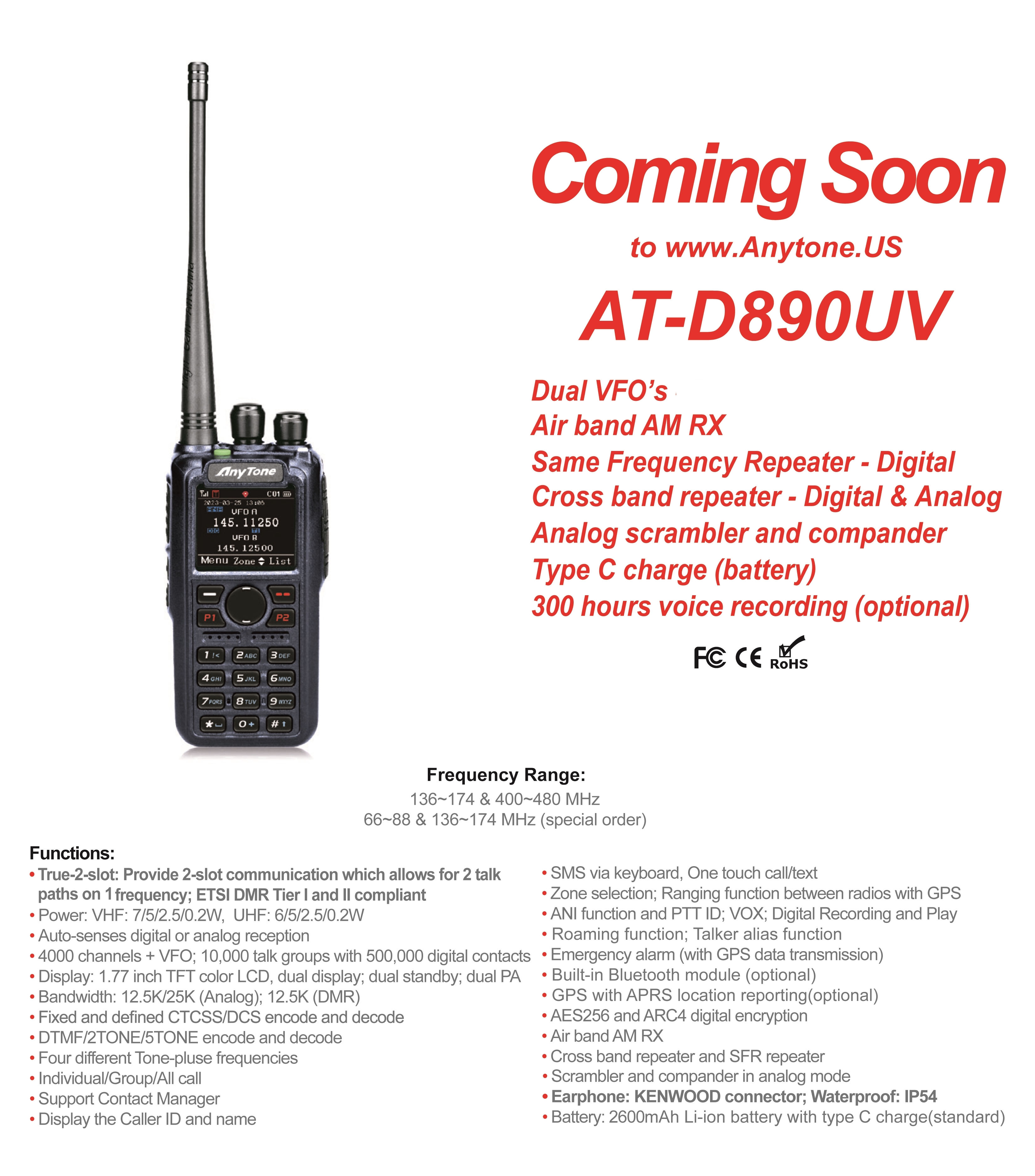 AT-D890UV Coming Soon